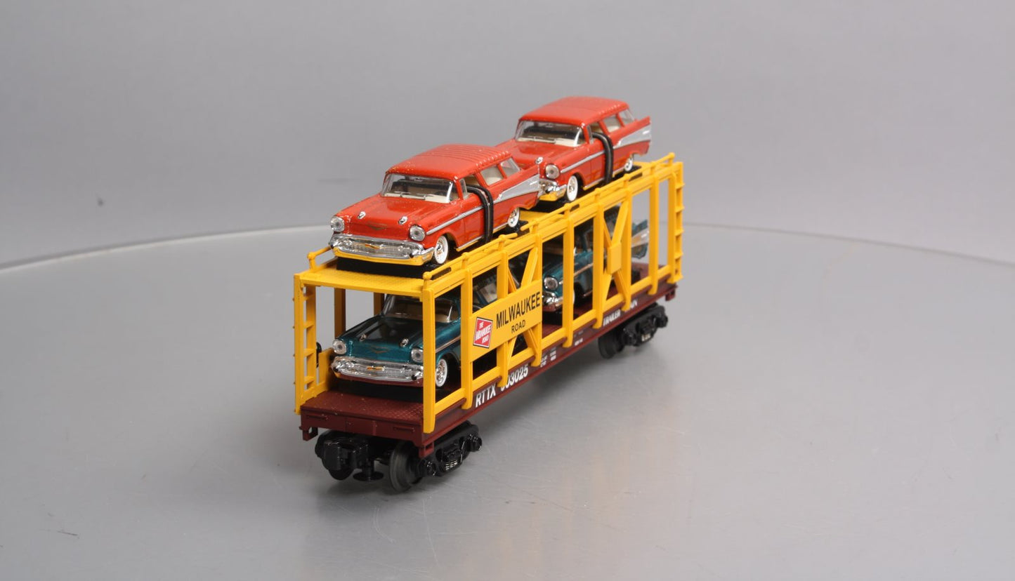 MTH 30-76096 O Milwaukee Rd Auto Carrier w/Nomads LN/Box