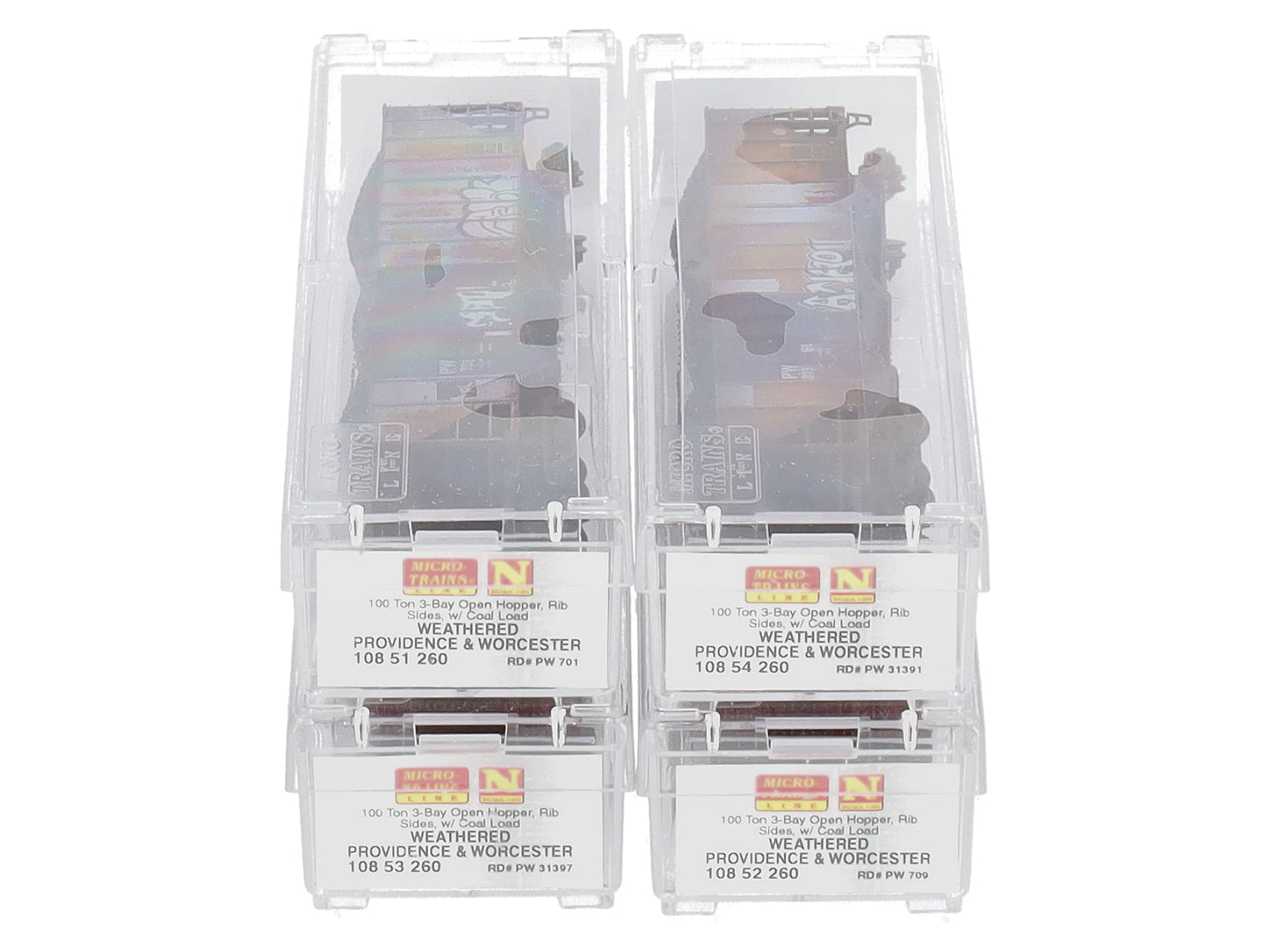 Micro-Trains 99305270 N PW 100-Ton 3-Bay Rib Side Open Hopper w/Load (Set of 4)