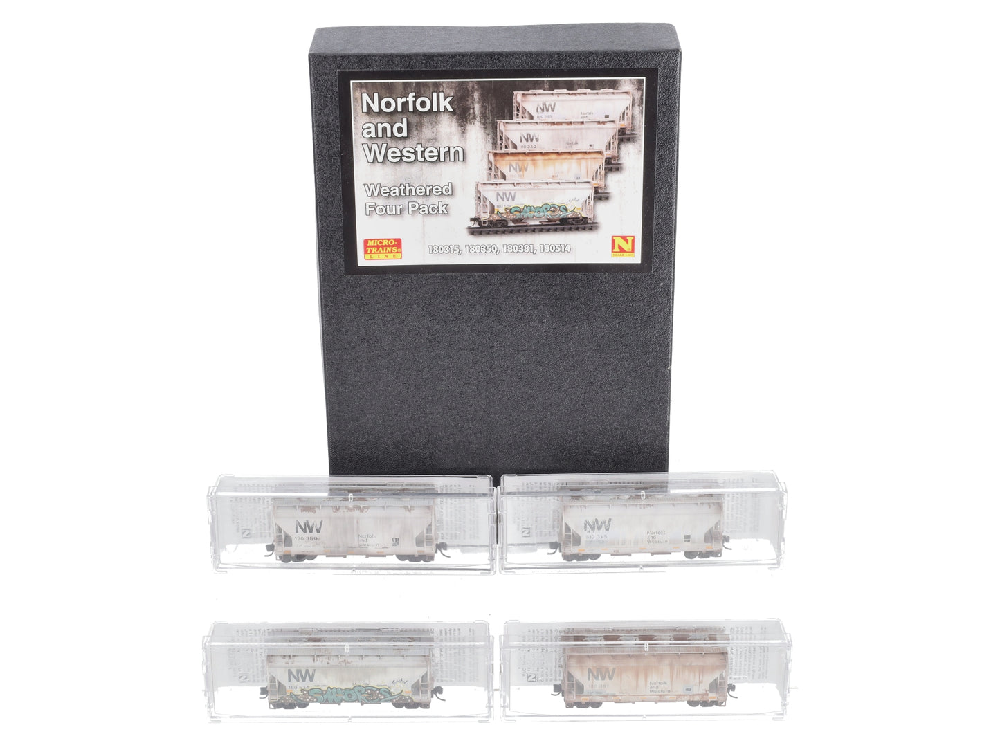 Micro-Trains 99305013 N N&W Weathered 2-Bay Covered Hopper (Set of 4)