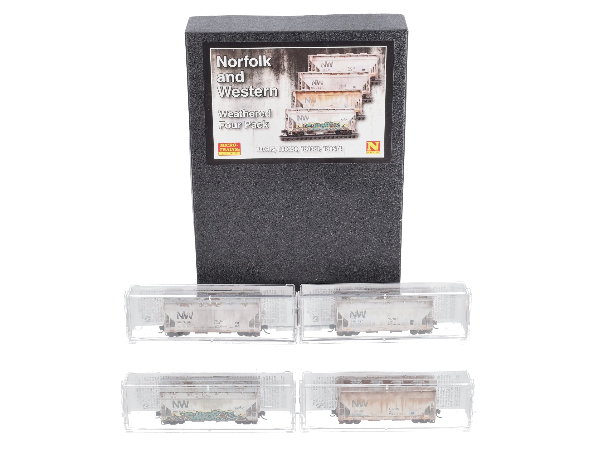 Micro-Trains 99305013 N N&W Weathered 2-Bay Covered Hopper (Set of 4)
