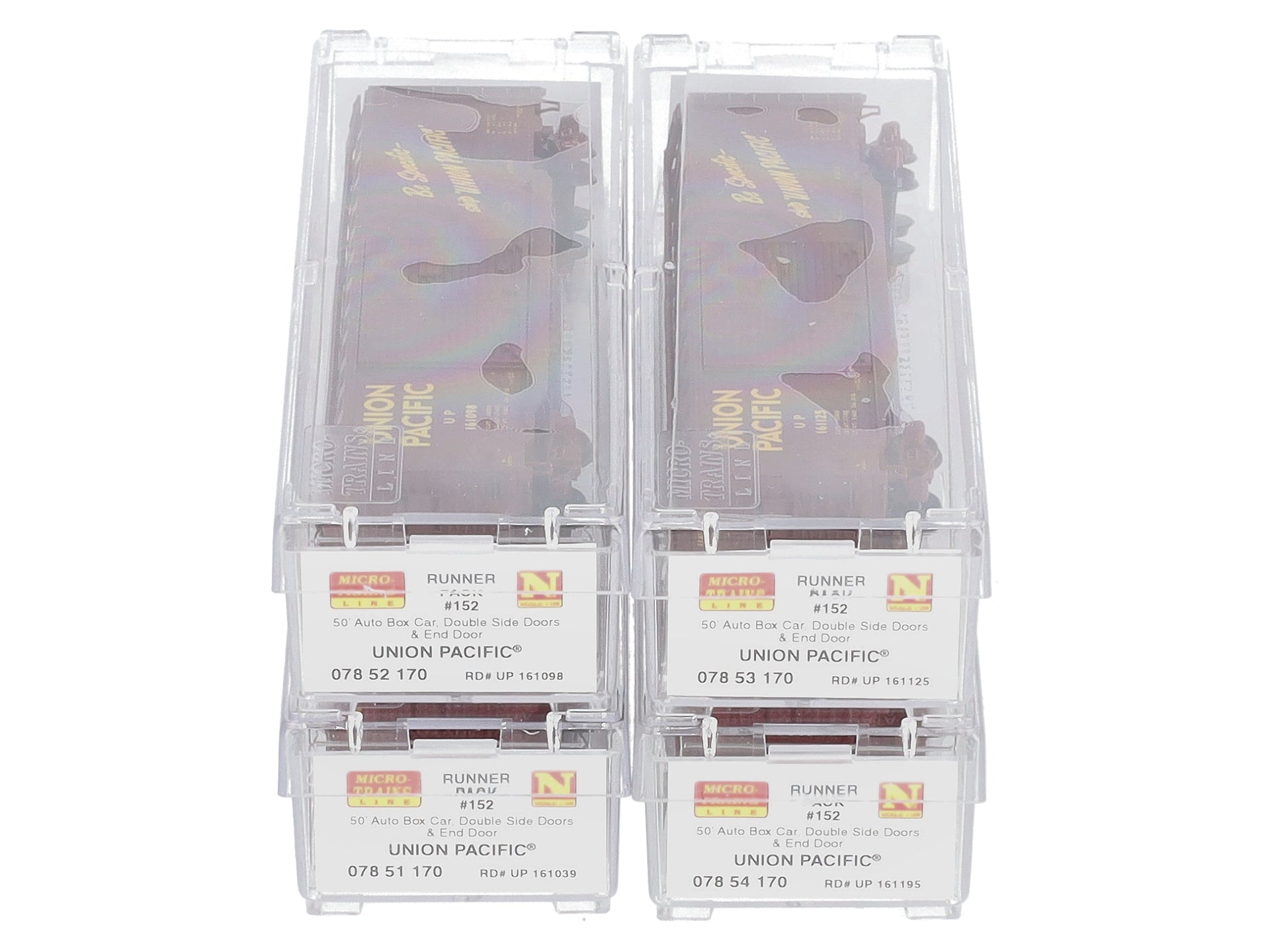 Micro-Trains 99300152 N Union Pacific 50' Auto Boxcar Runner Pack (Set of 4)