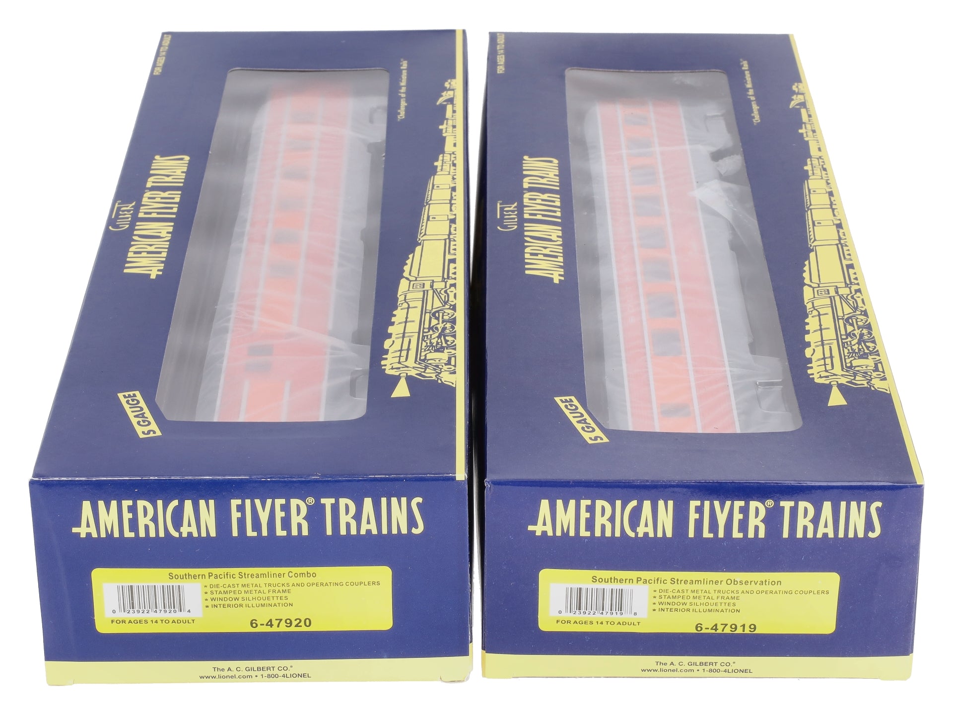 American Flyer 6-47918 S Southern Pacific Streamliner Combo & Observation Cars