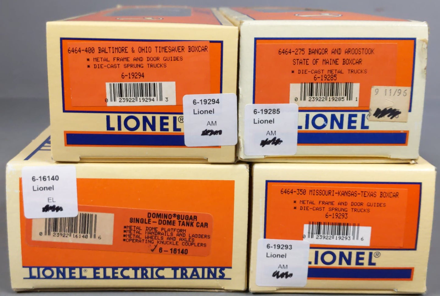 Lionel O Gauge Assorted Freight Cars [4] EX/Box