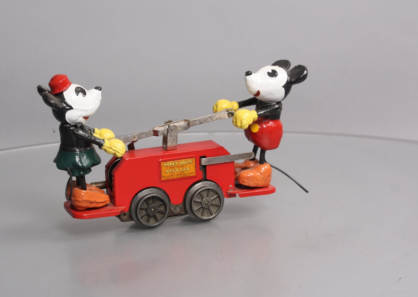 Lionel 1100 Vintage O Disney‘s Mickey Mouse Windup Handcar (Red) VG