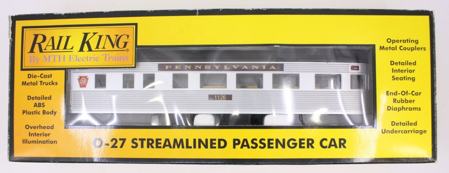 MTH 30-6070S-1 O Gauge Streamlined Pennsylvania Observation Car without Trucks