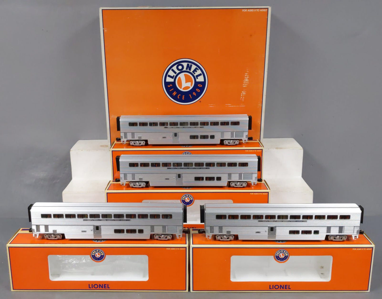 Lionel 6-39129 Santa Fe Hi-Level Aluminum Car Set LN/Box