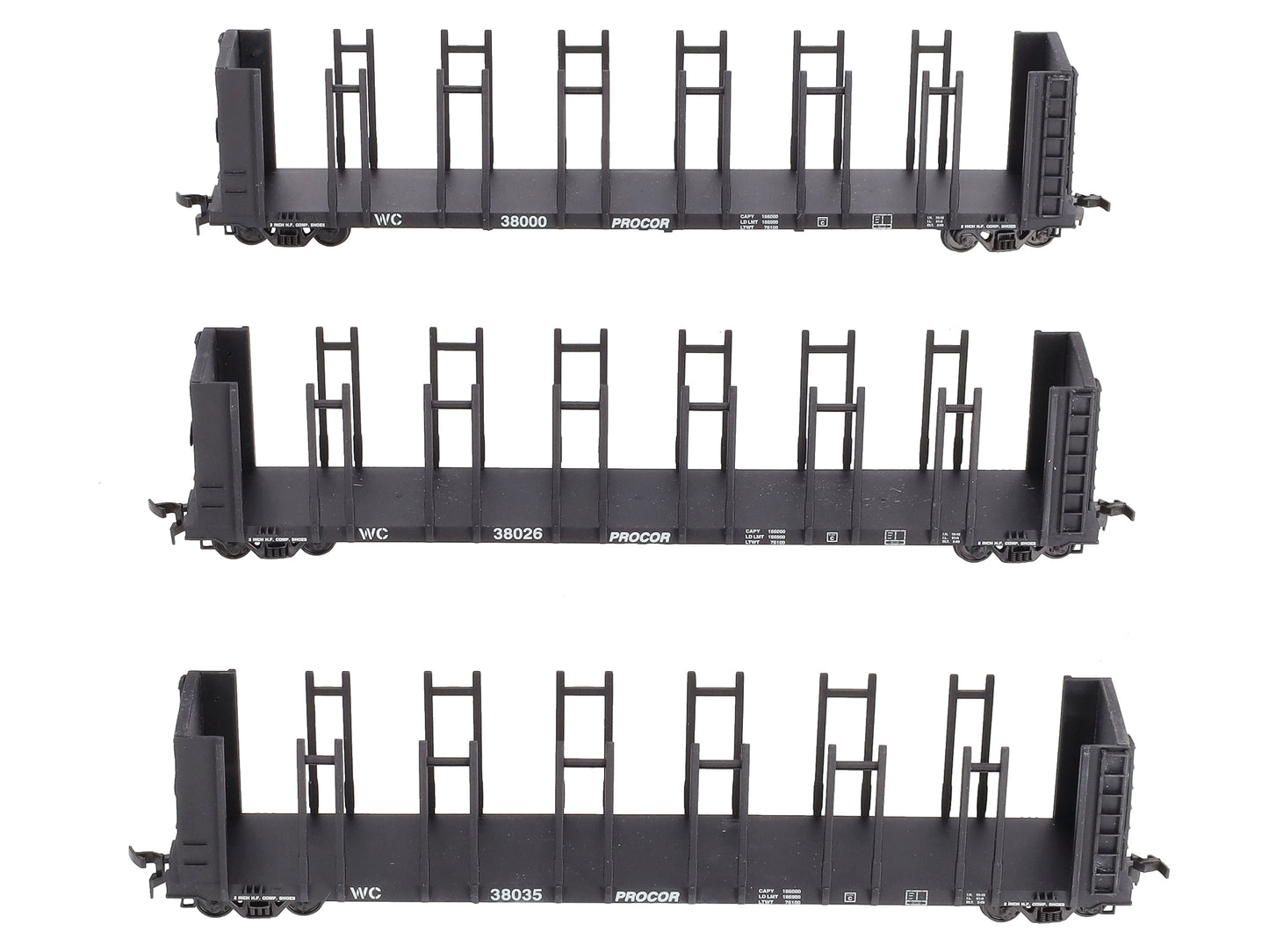 Walthers 932-33153 HO Scale Wisconsin Central 63' Pulpwood Freight Cars (3)