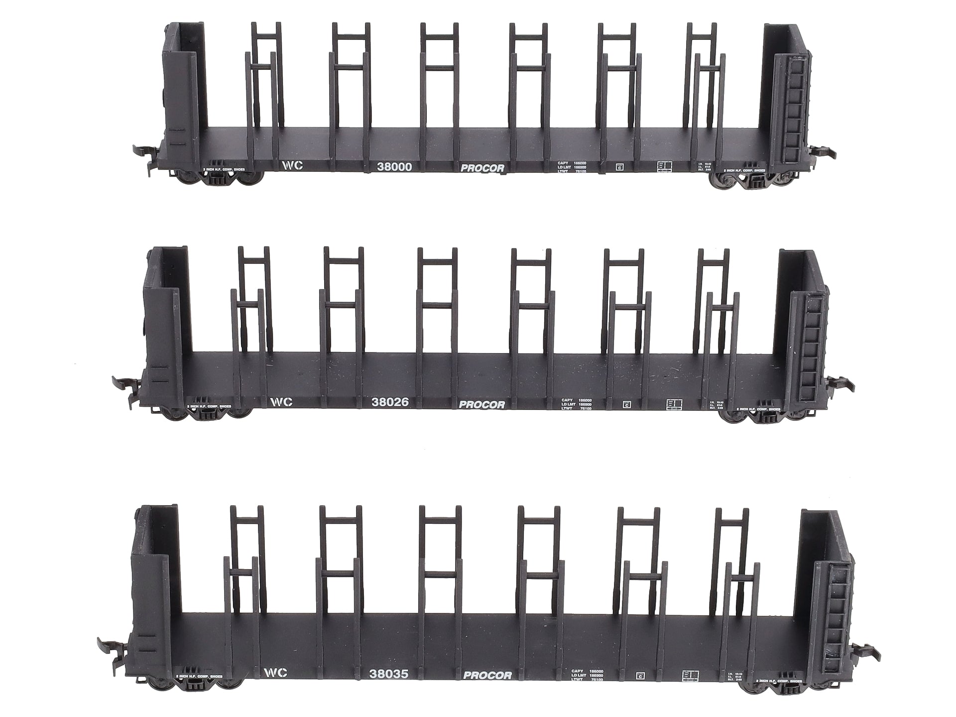 Walthers 932-33153 HO Scale Wisconsin Central 63' Pulpwood Freight Cars (3)
