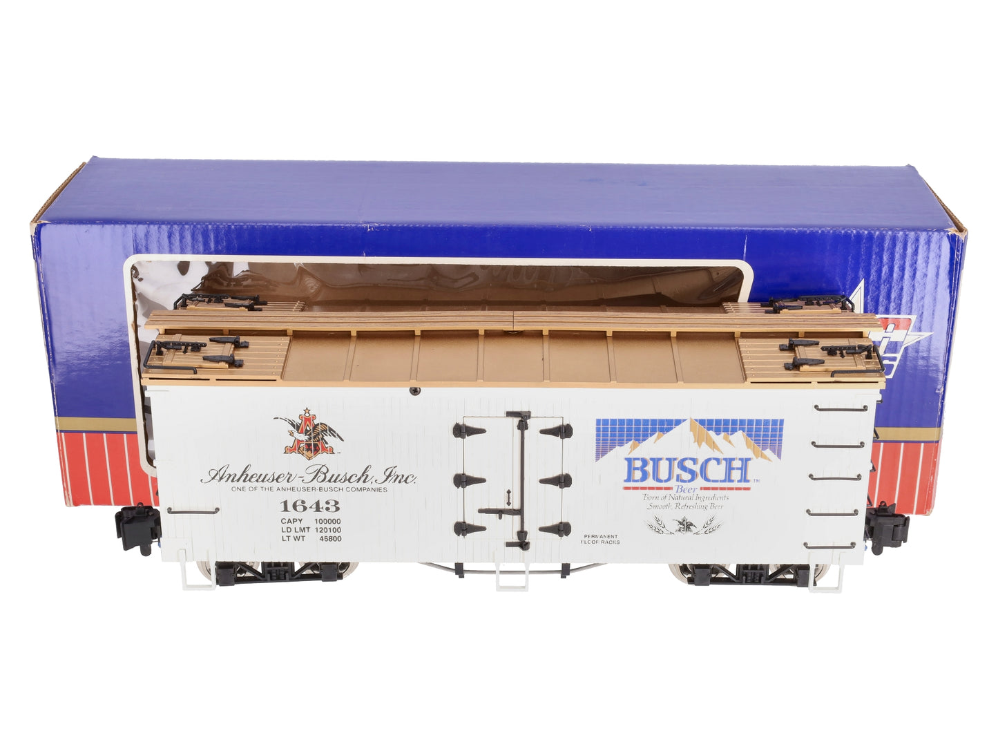 USA Trains R-1643 G Scale Busch Beer Refrigerator Car #1643 LN/Box
