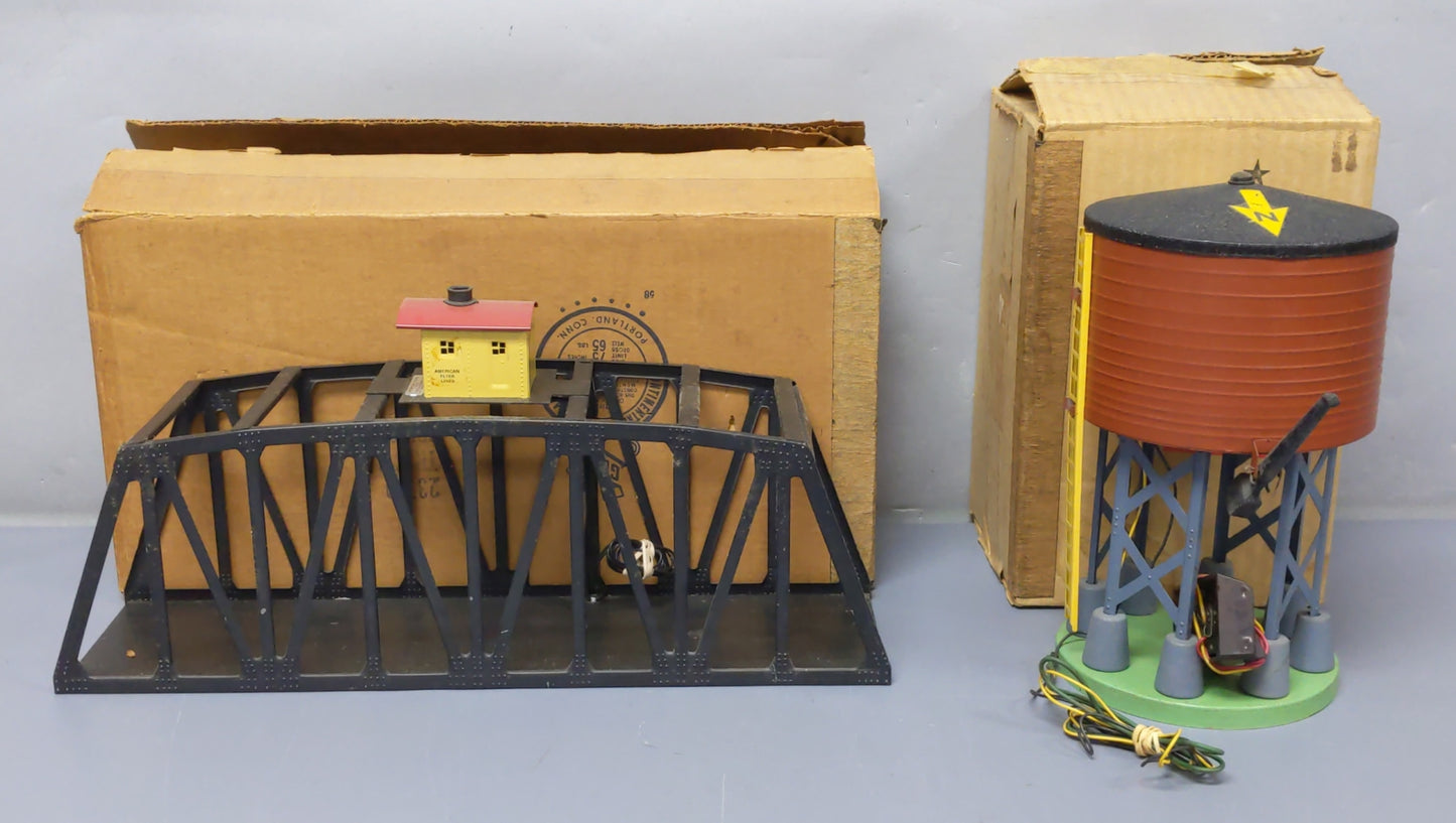 American Flyer Vintage S Bridge & Water Tower: 23750, 596 [2] VG/Box