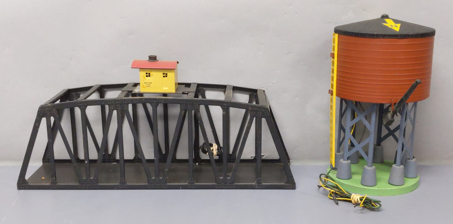 American Flyer Vintage S Bridge & Water Tower: 23750, 596 [2] VG/Box