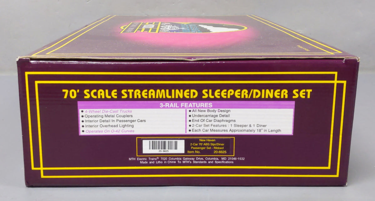 MTH 20-6625 New Haven 70' Streamlined ABS Ribbed Sleeper/Diner LN/Box