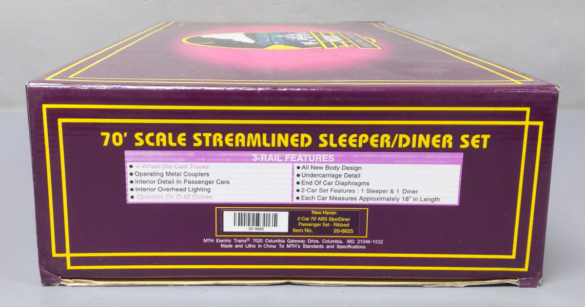 MTH 20-6625 New Haven 70' Streamlined ABS Ribbed Sleeper/Diner LN/Box