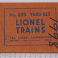 Lionel 309 8-Piece Yard Sign Set in Seperate Sale Box
