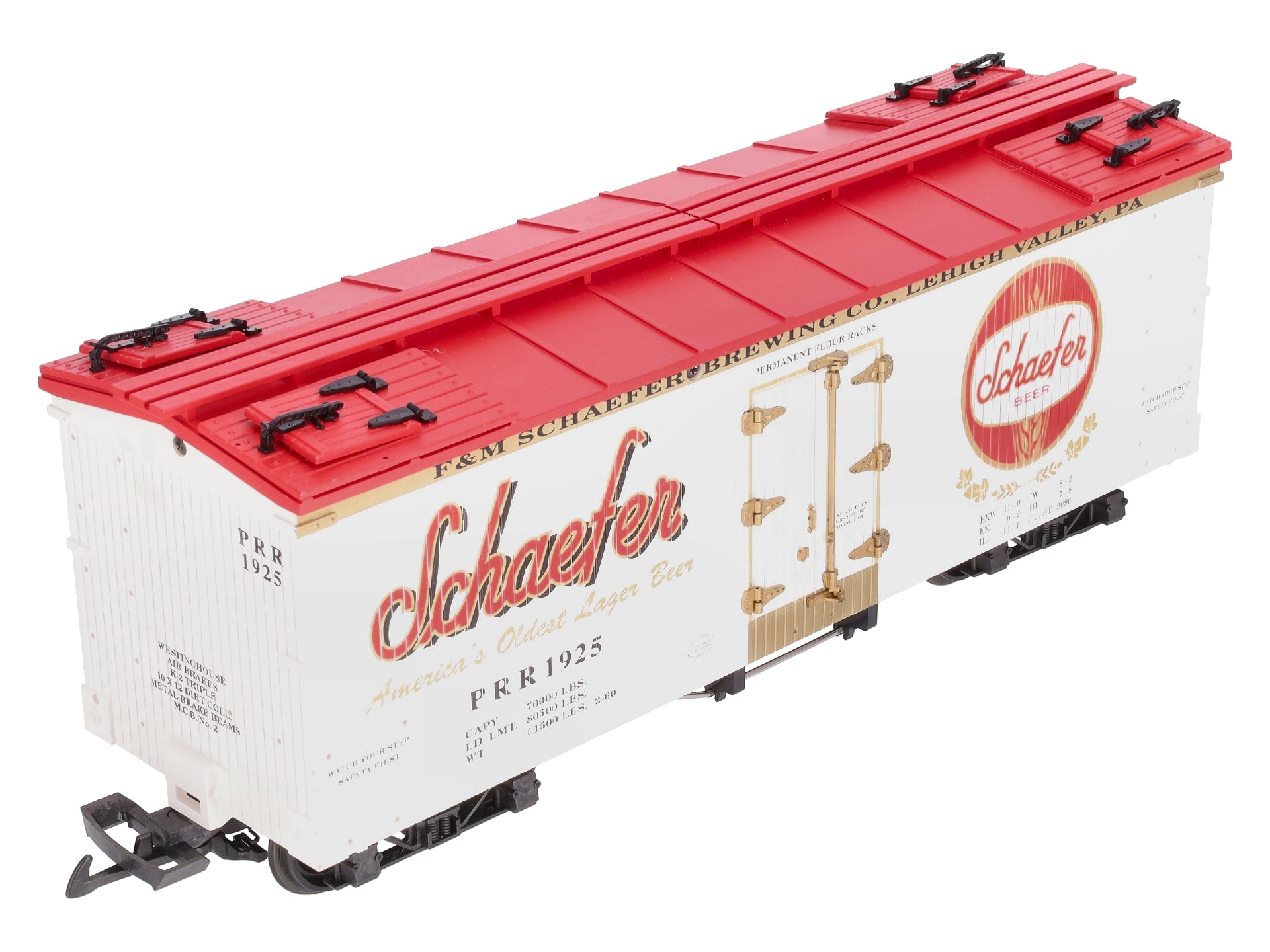 USA Trains R16434 G Schaefer Beer U.S. Refrigerator Cars (White/Red)