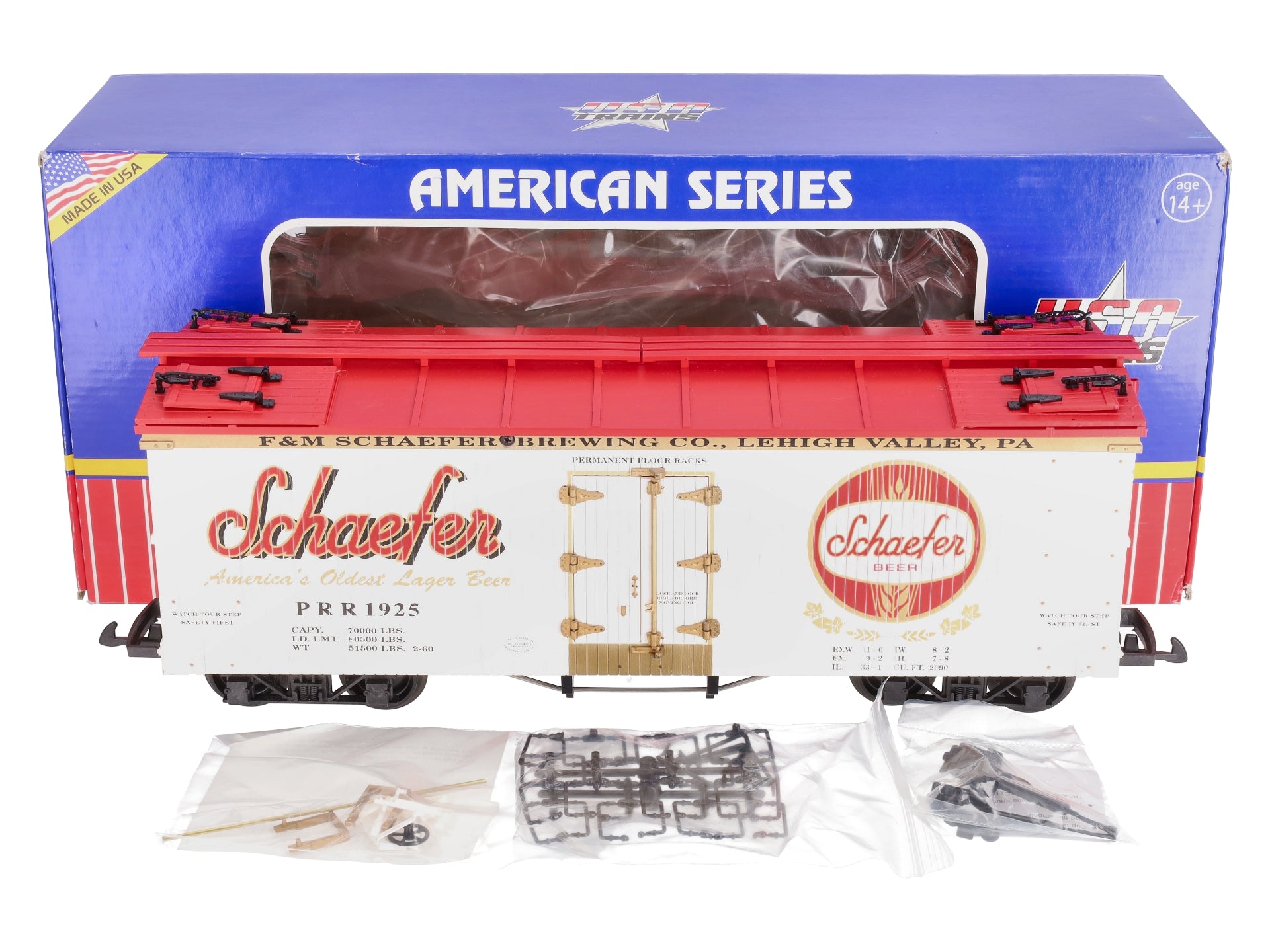 USA Trains R16434 G Schaefer Beer U.S. Refrigerator Cars (White/Red)