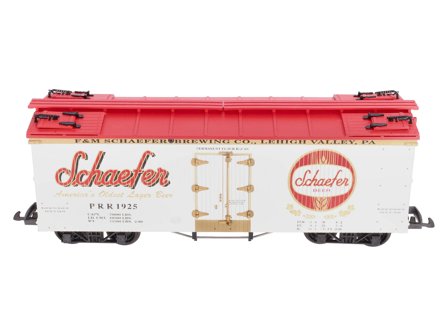 USA Trains R16434 G Schaefer Beer U.S. Refrigerator Cars (White/Red)