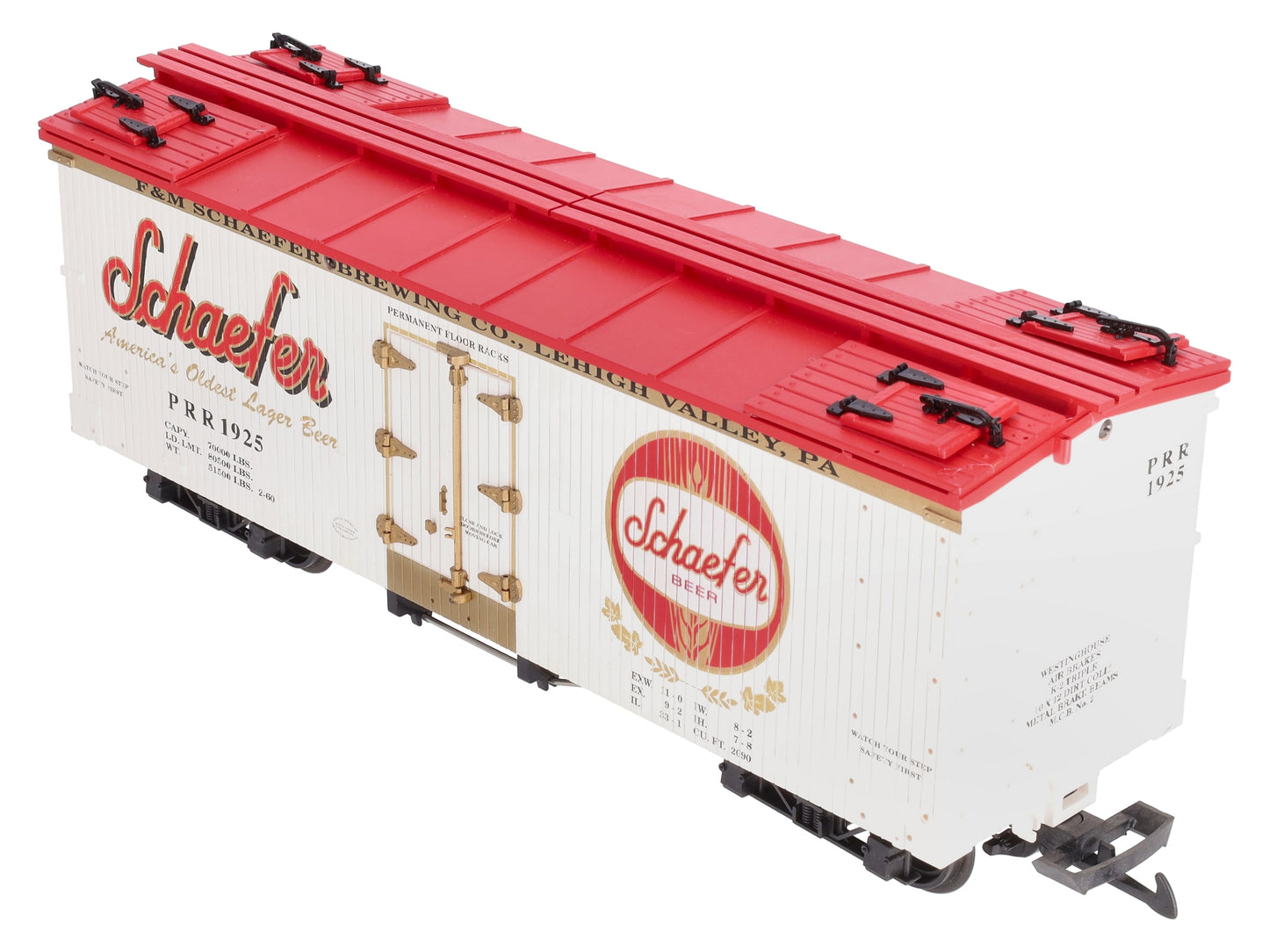 USA Trains R16434 G Schaefer Beer U.S. Refrigerator Cars (White/Red)