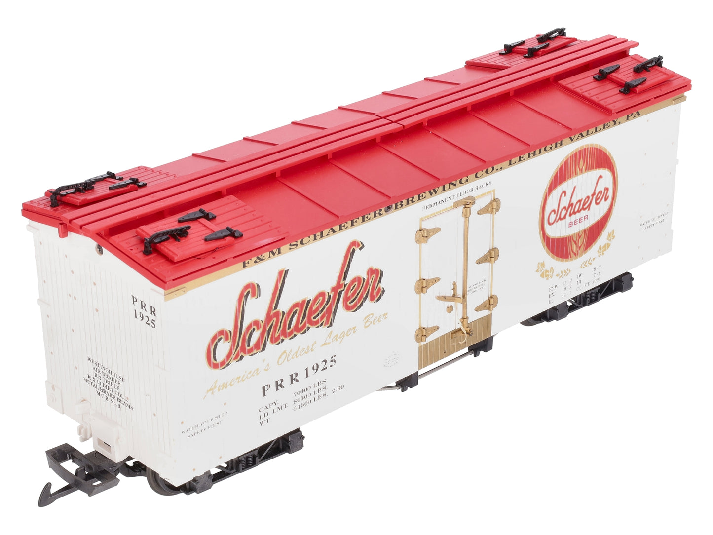 USA Trains R16434 G Schaefer Beer U.S. Refrigerator Cars (White/Red)