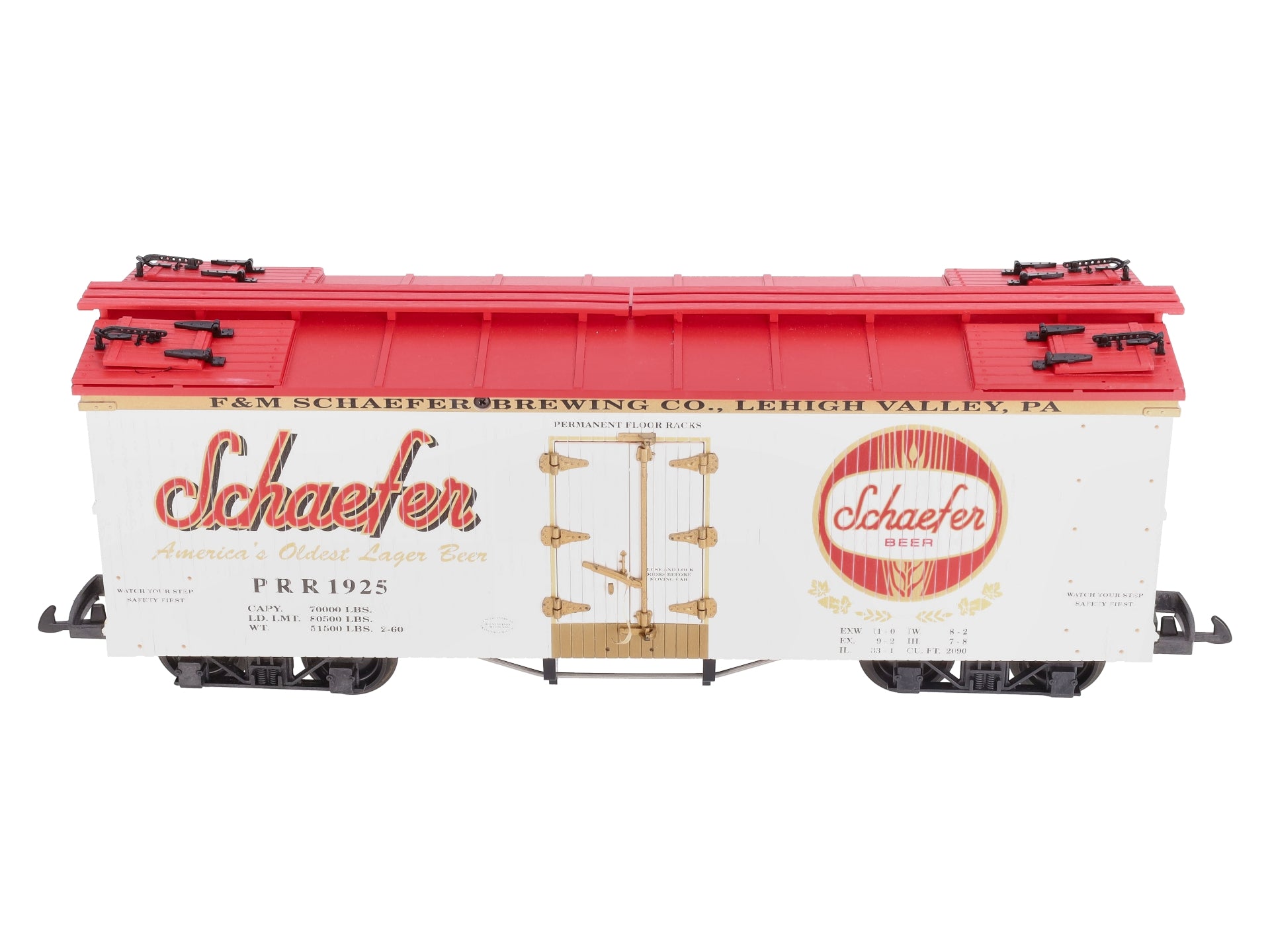 USA Trains R16434 G Schaefer Beer U.S. Refrigerator Cars (White/Red)