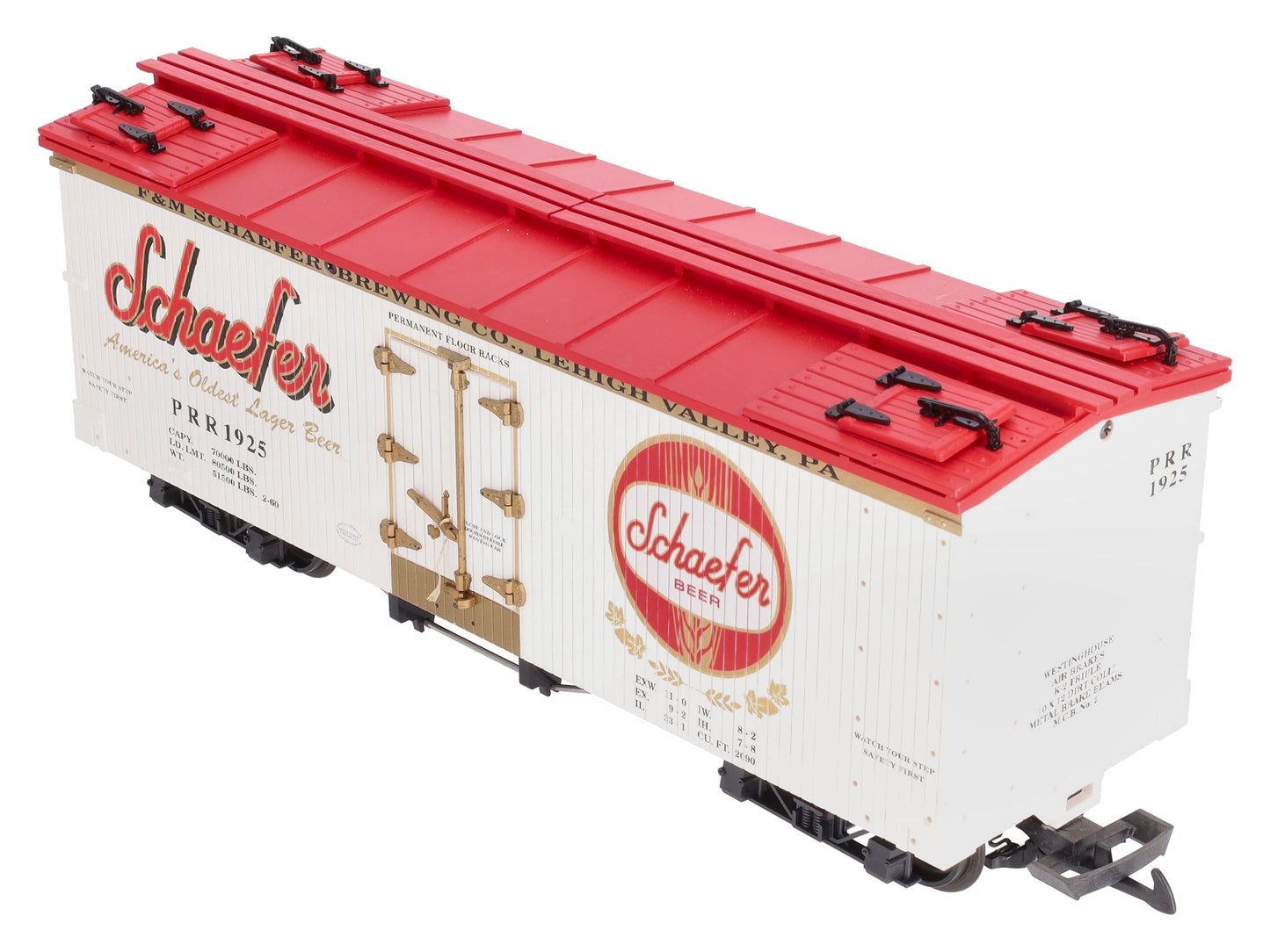 USA Trains R16434 G Schaefer Beer U.S. Refrigerator Cars (White/Red)