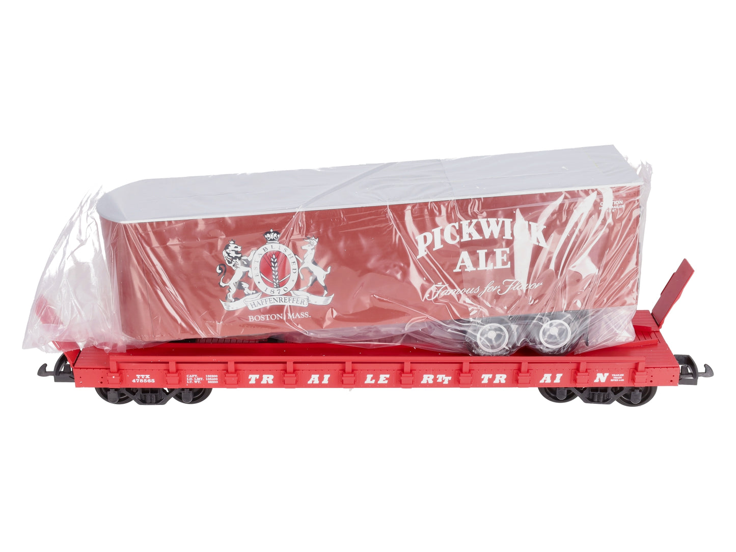 USA Trains R17036 G Pickwick Ale Piggyback Flat Car with Trailer