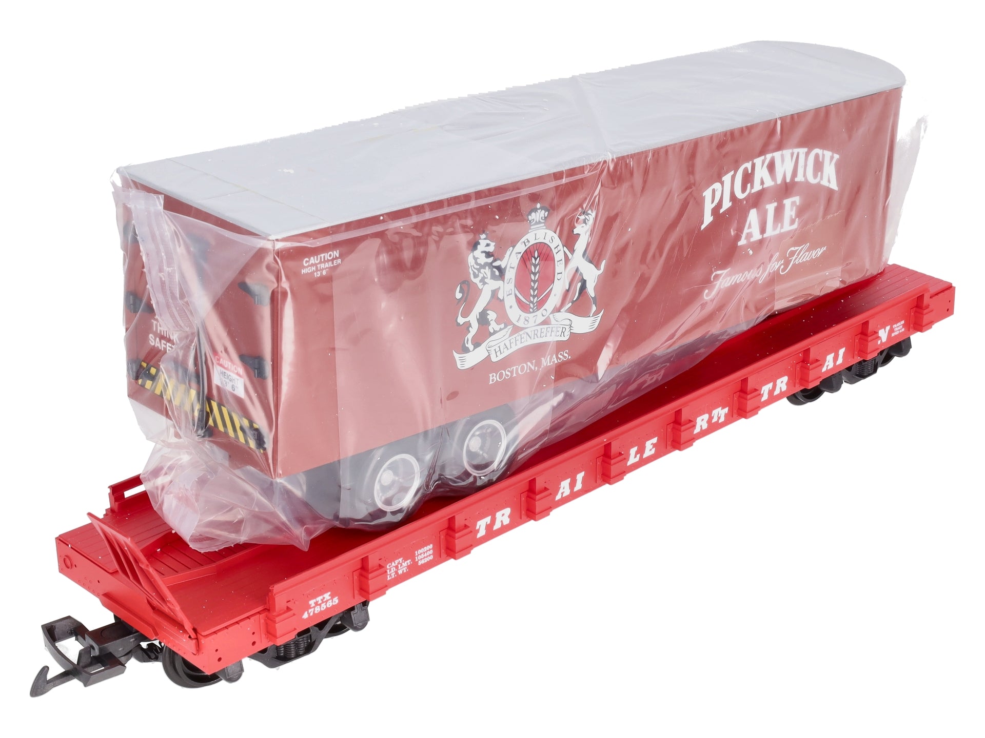 USA Trains R17036 G Pickwick Ale Piggyback Flat Car with Trailer