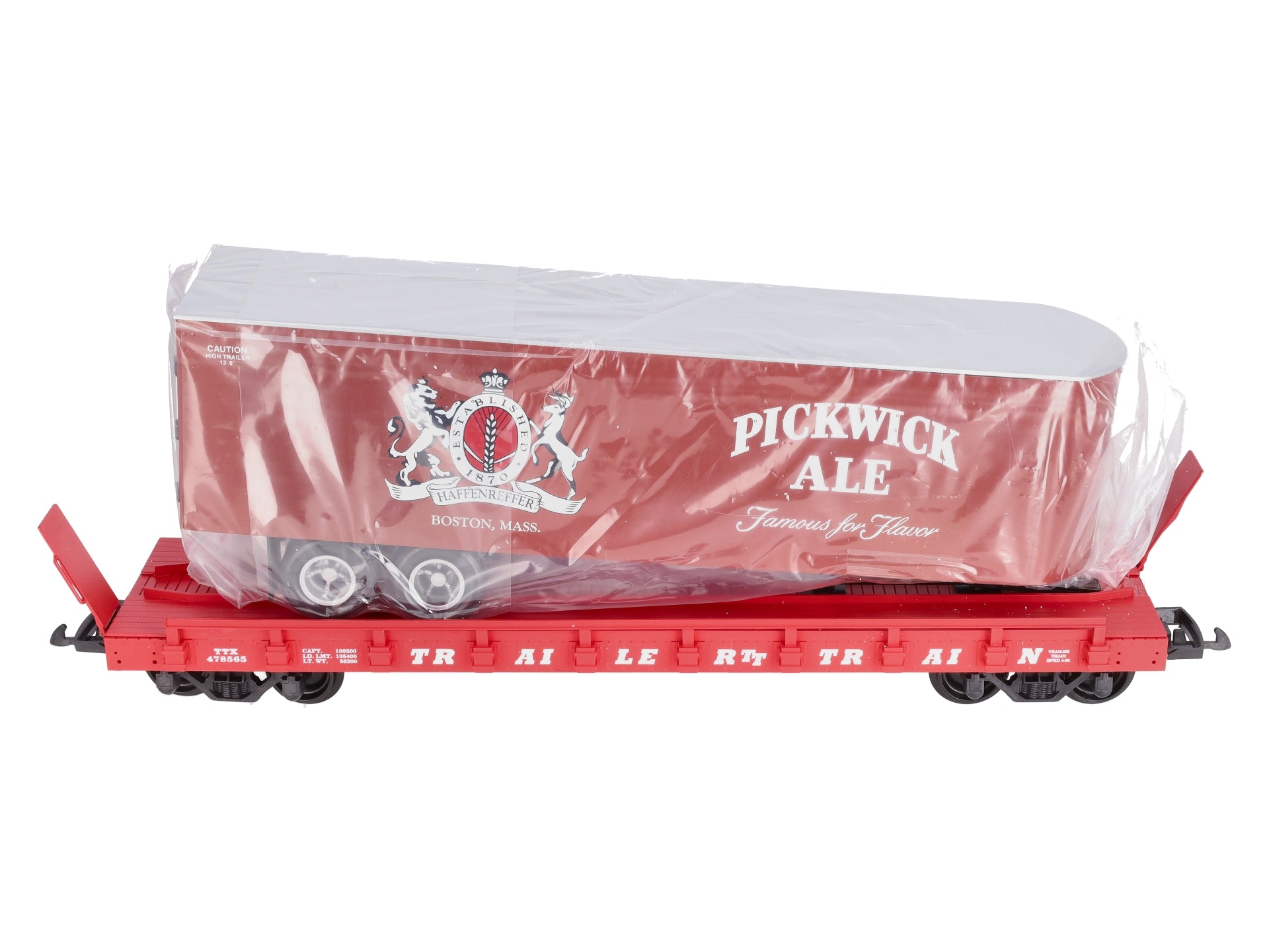USA Trains R17036 G Pickwick Ale Piggyback Flat Car with Trailer