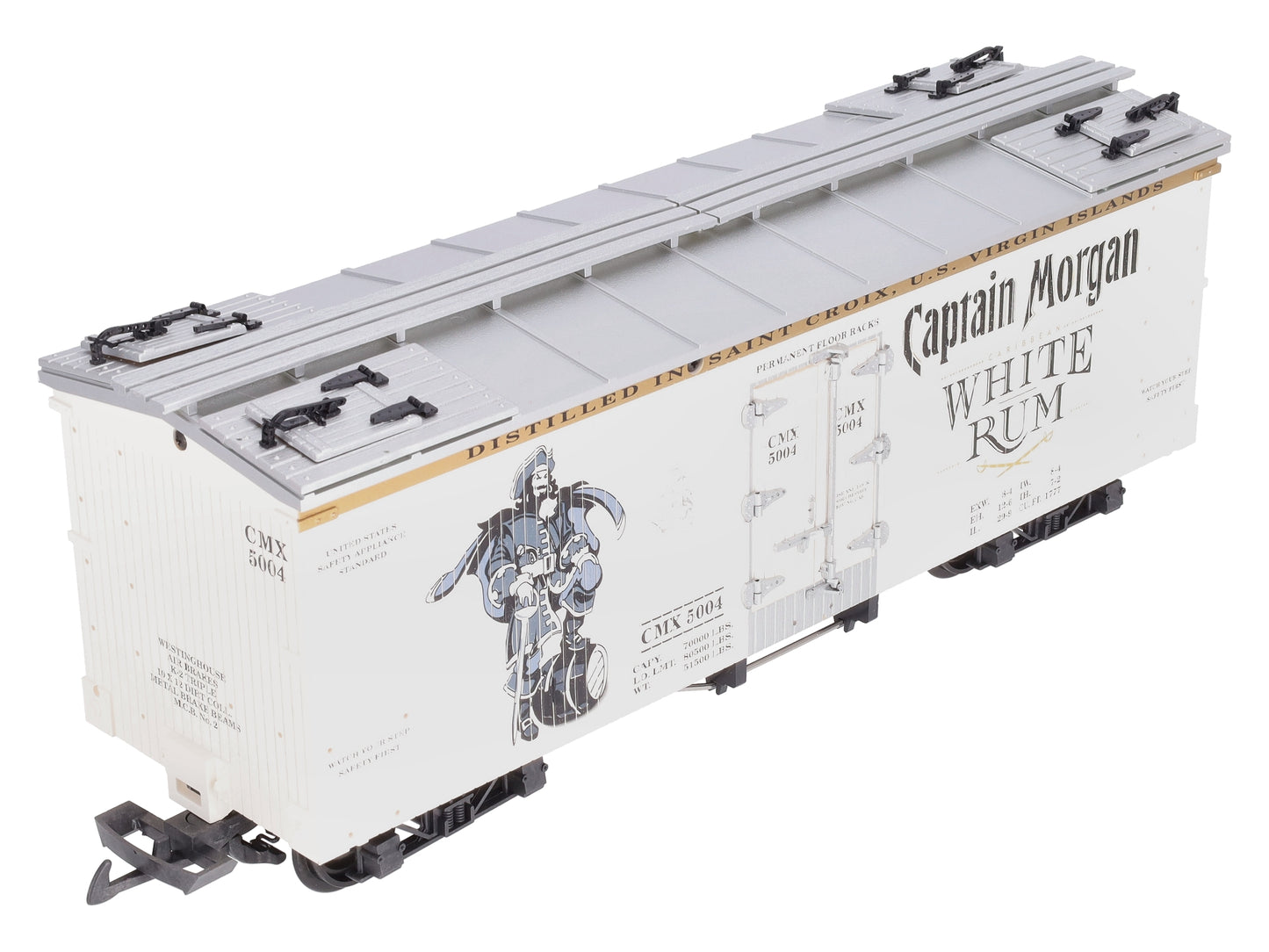 USA Trains R16474 G Captain Morgan White Rum Refrigerator Car (White/Silver)