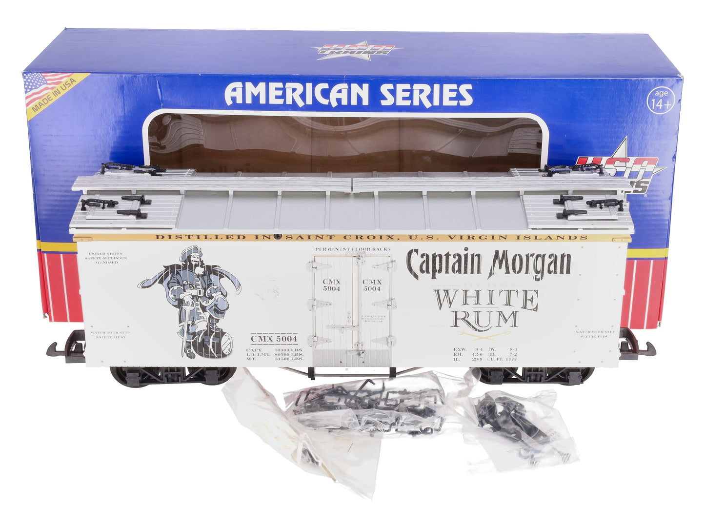 USA Trains R16474 G Captain Morgan White Rum Refrigerator Car (White/Silver)