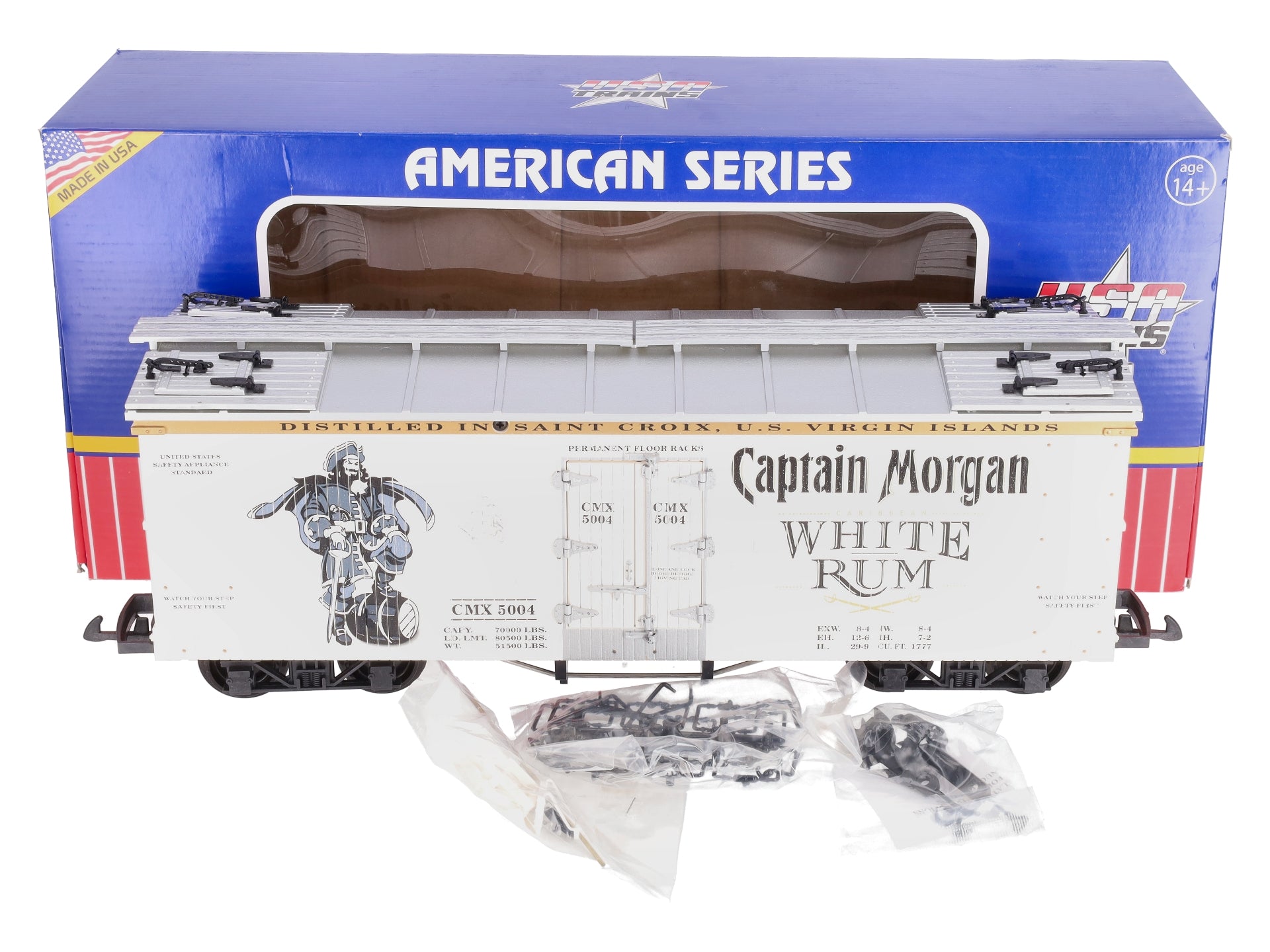 USA Trains R16474 G Captain Morgan White Rum Refrigerator Car (White/Silver)