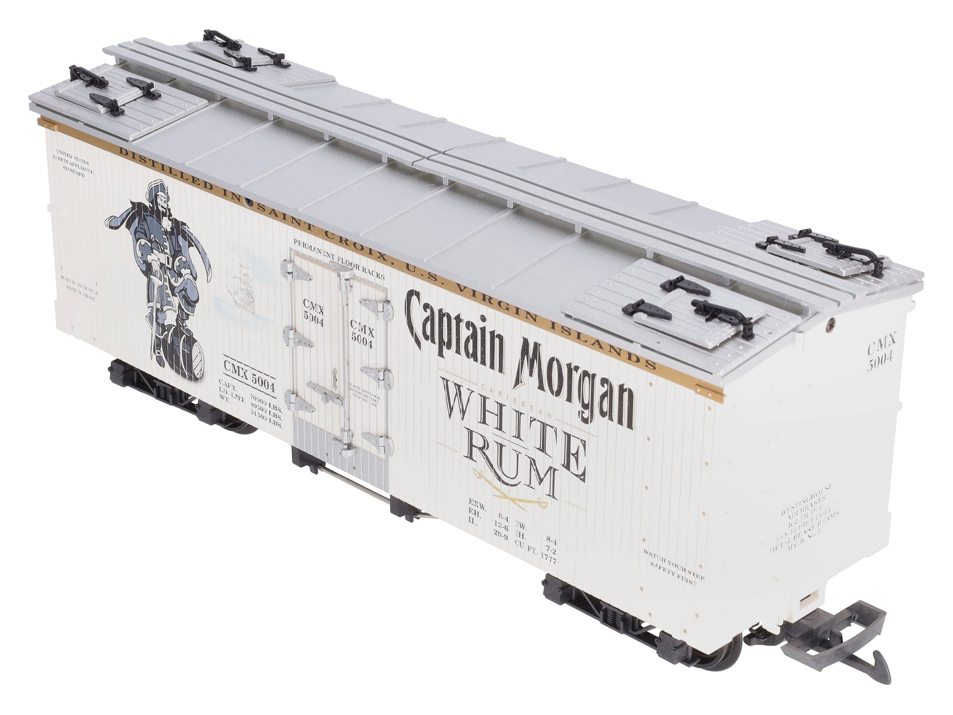 USA Trains R16474 G Captain Morgan White Rum Refrigerator Car (White/Silver)