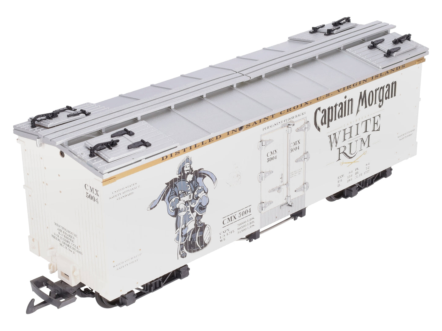 USA Trains R16474 G Captain Morgan White Rum Refrigerator Car (White/Silver)