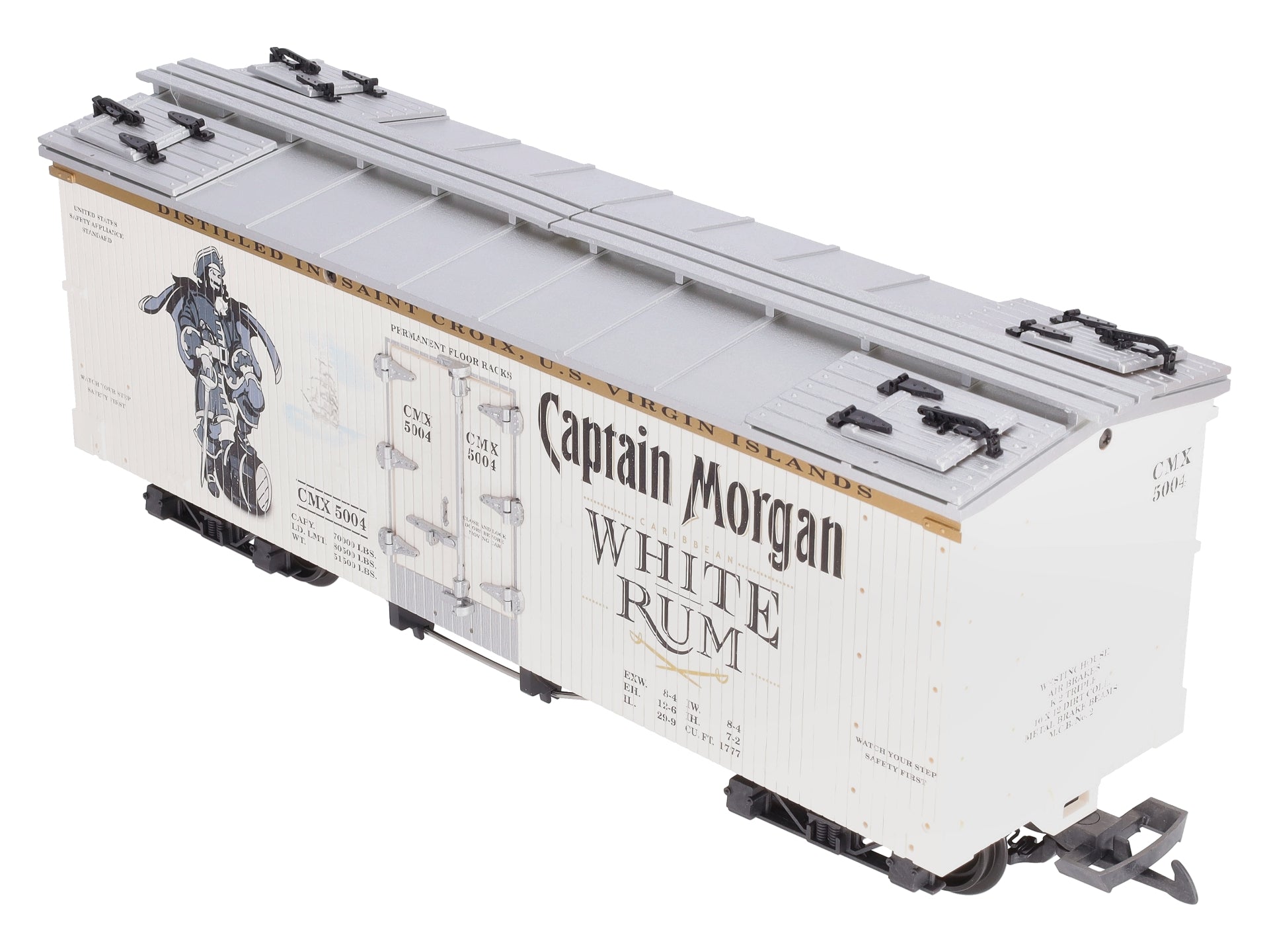 USA Trains R16474 G Captain Morgan White Rum Refrigerator Car (White/Silver)