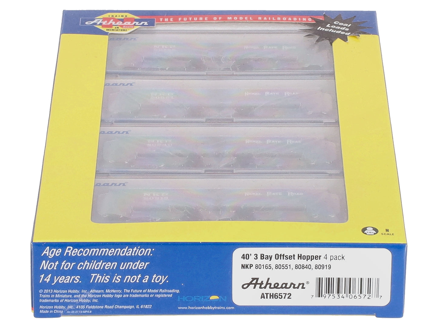 Athearn 6572 N Nickel Plate Road 40' 3-Bay Offset Hopper w/Load #2 (4)