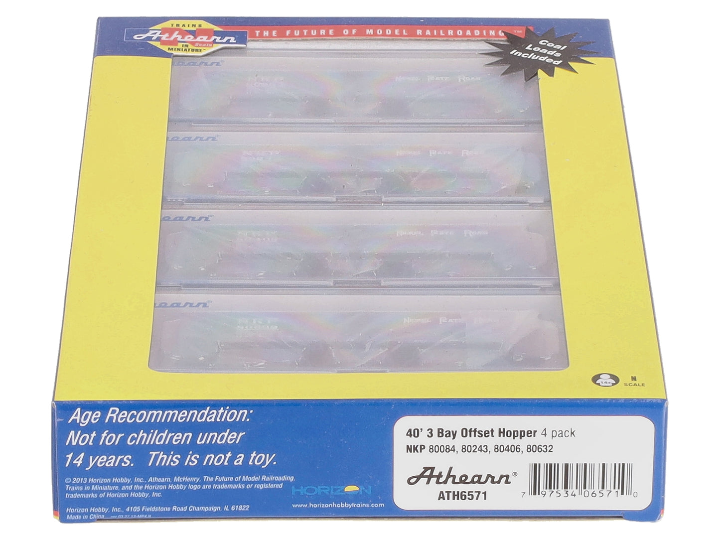 Athearn 6571 N Nickel Plate Road 40' 3-Bay Offset Hopper w/Load #1 (4)