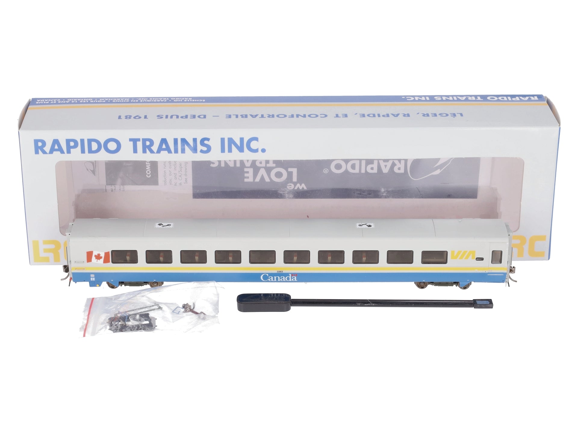 Rapido Trains 108039 HO VIA Rail LRC Coach Car #3363