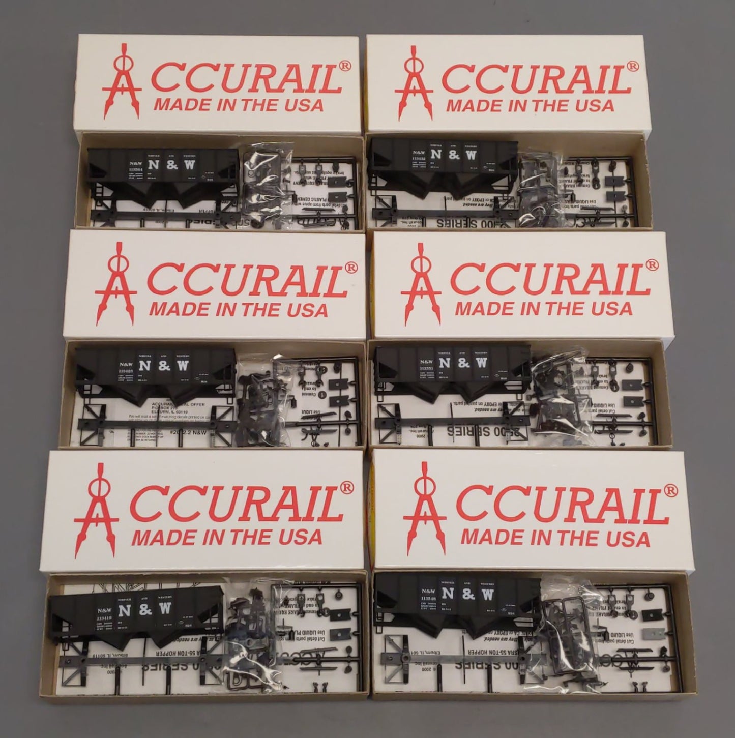 Accurail 2602 HO Scale N&W USRA 6-Car Hopper Kit Set