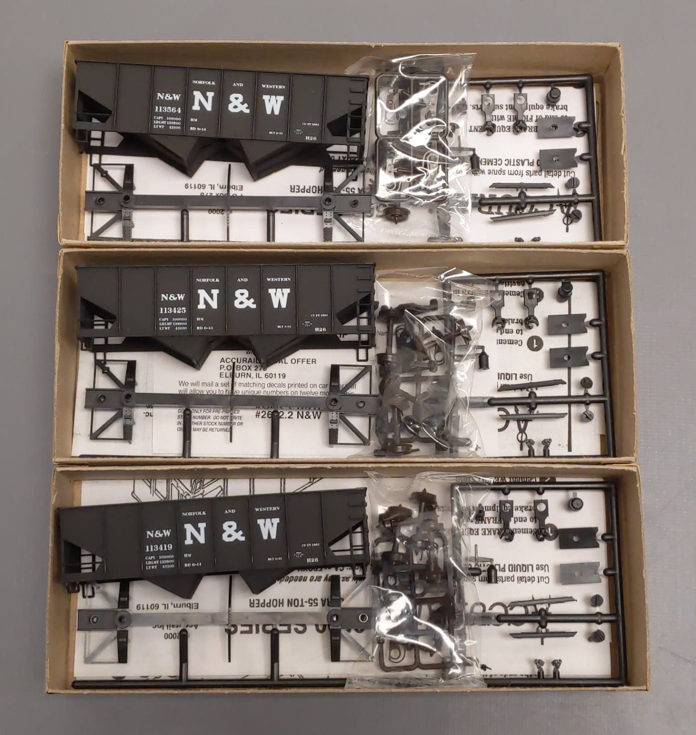 Accurail 2602 HO Scale N&W USRA 6-Car Hopper Kit Set