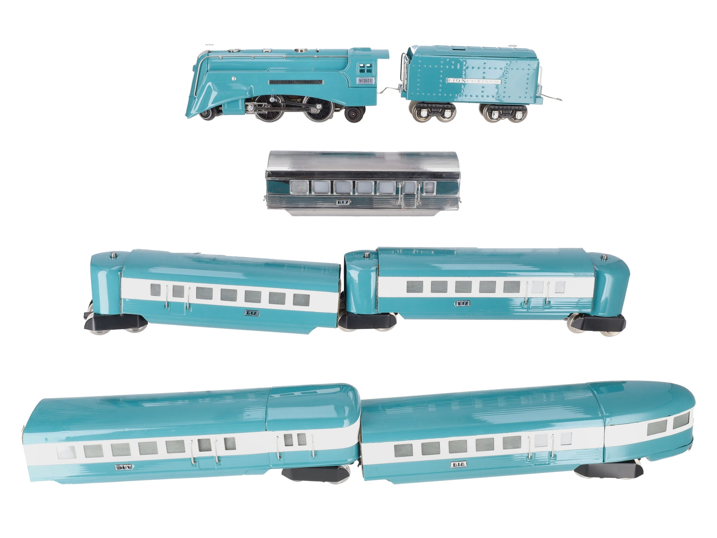 Lionel 265 Vintage O Prewar Blue Streak Set w/ 265E 265W 617 618 619 - Restored