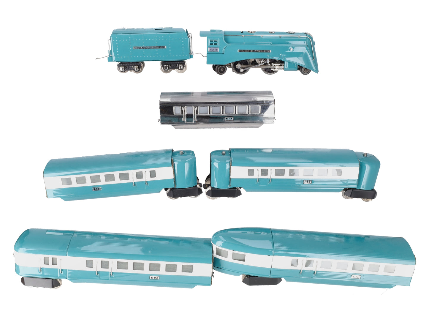 Lionel 265 Vintage O Prewar Blue Streak Set w/ 265E 265W 617 618 619 - Restored