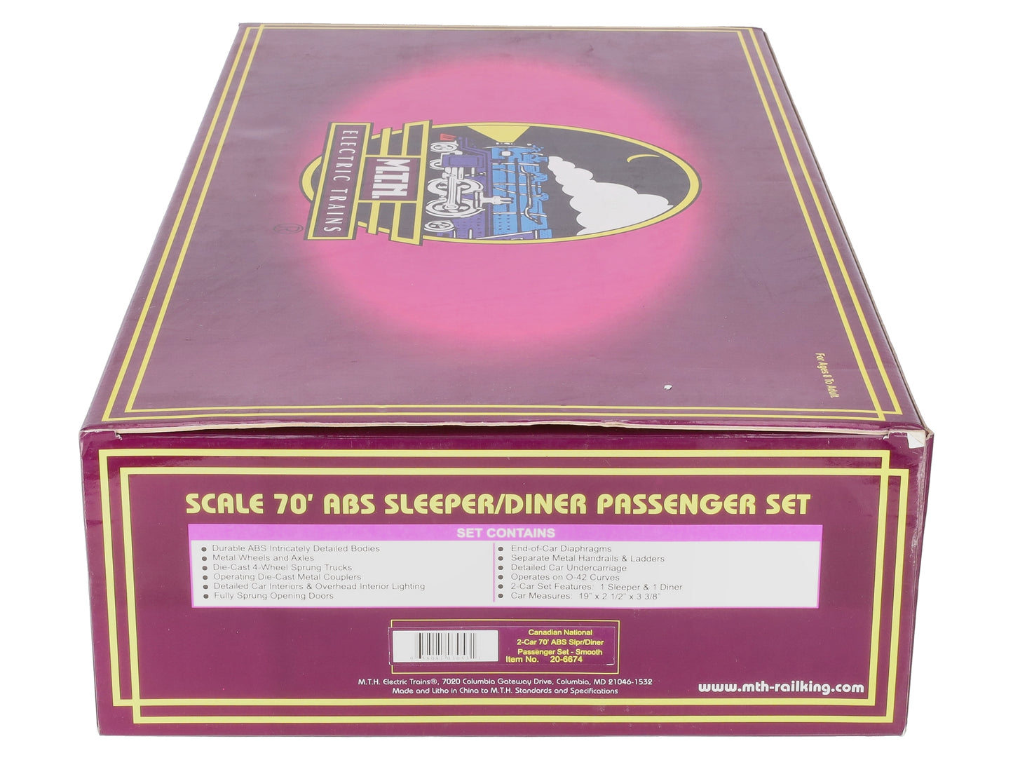 MTH 20-6674 O CN 70' Streamlined Sleeper/Diner Passenger Car Set (Set of 2) LN/Box