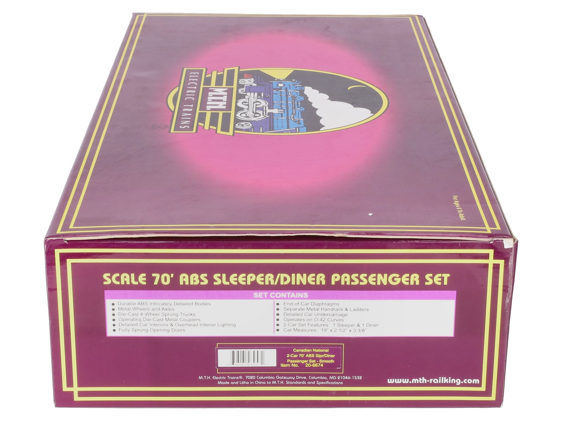 MTH 20-6674 O CN 70' Streamlined Sleeper/Diner Passenger Car Set (Set of 2) LN/Box