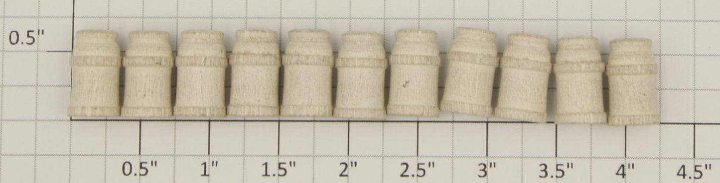 Acme 0324-6 White Wooden Milk Cans 5/8+" Tall (Set of 11)