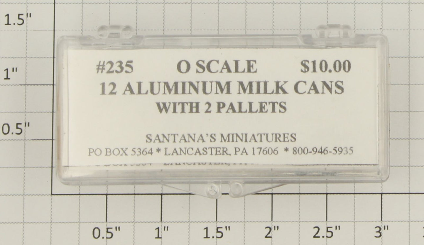 Santana's Miniatures 235 O Gauge Aluminum Milk Cans with Pallets