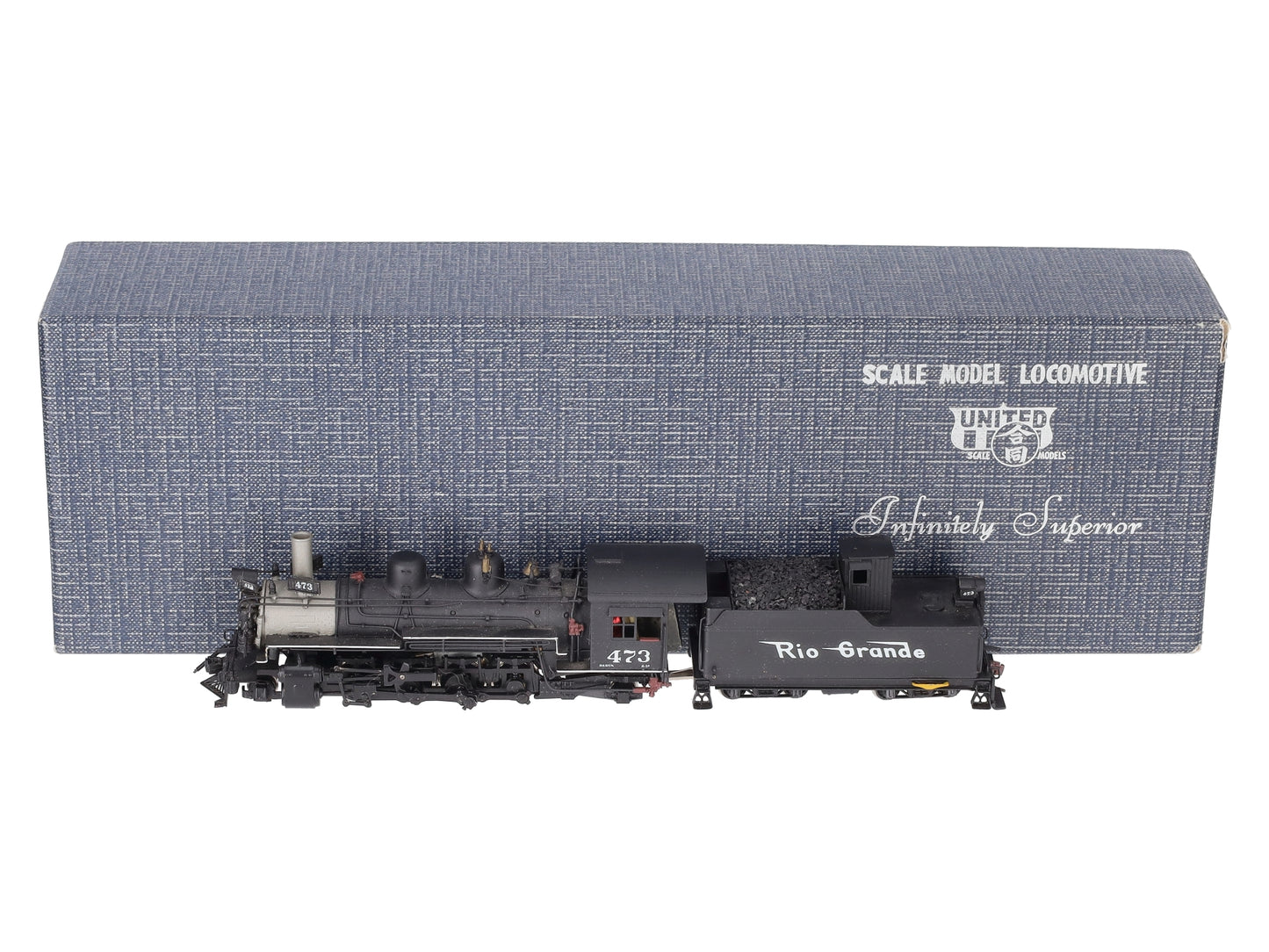 United Models K-28 Brass HOn3 D&RGW 2-8-2 Steam Engine & Tender -Painted EX/Box