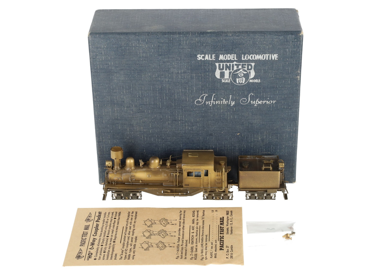 United Scale Models HO BRASS Pacific Coast Shay Locomotive - unpainted EX/Box