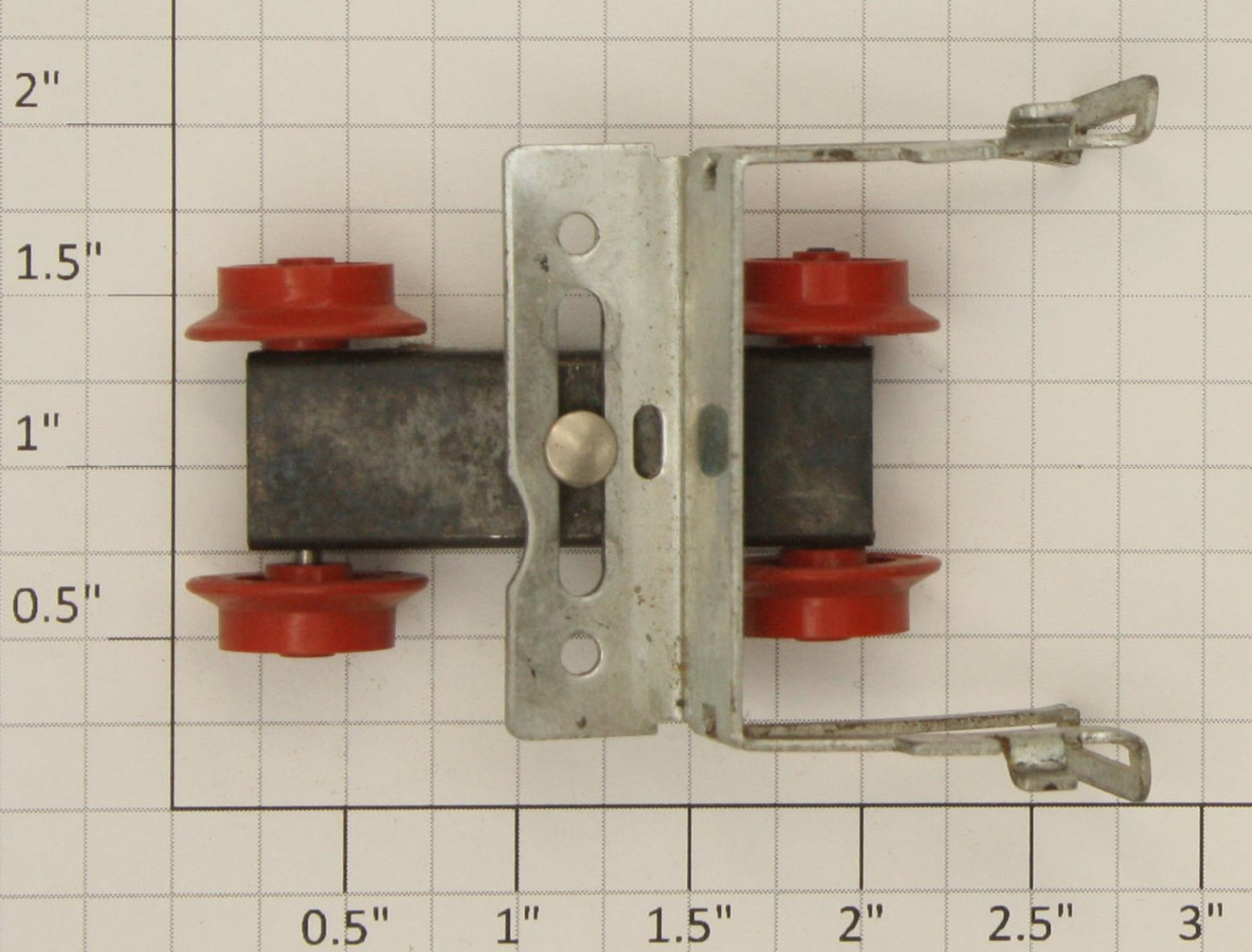 American Flyer XA13A085R Crosshead Guide & Front Truck Assembly with Red Wheels