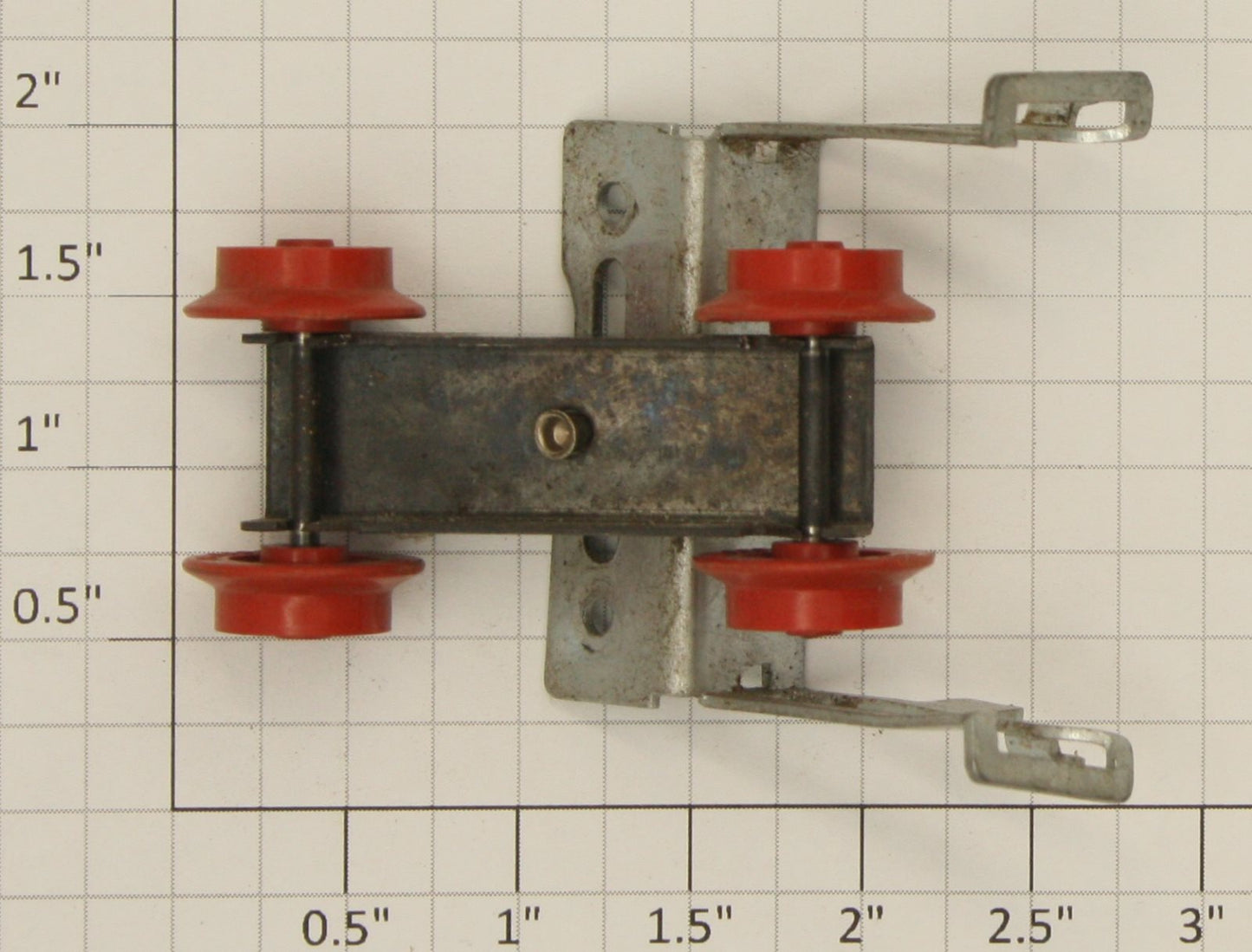 American Flyer XA13A085R Crosshead Guide & Front Truck Assembly with Red Wheels