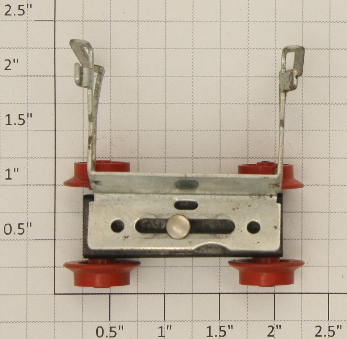 American Flyer XA13A085R Crosshead Guide & Front Truck Assembly with Red Wheels
